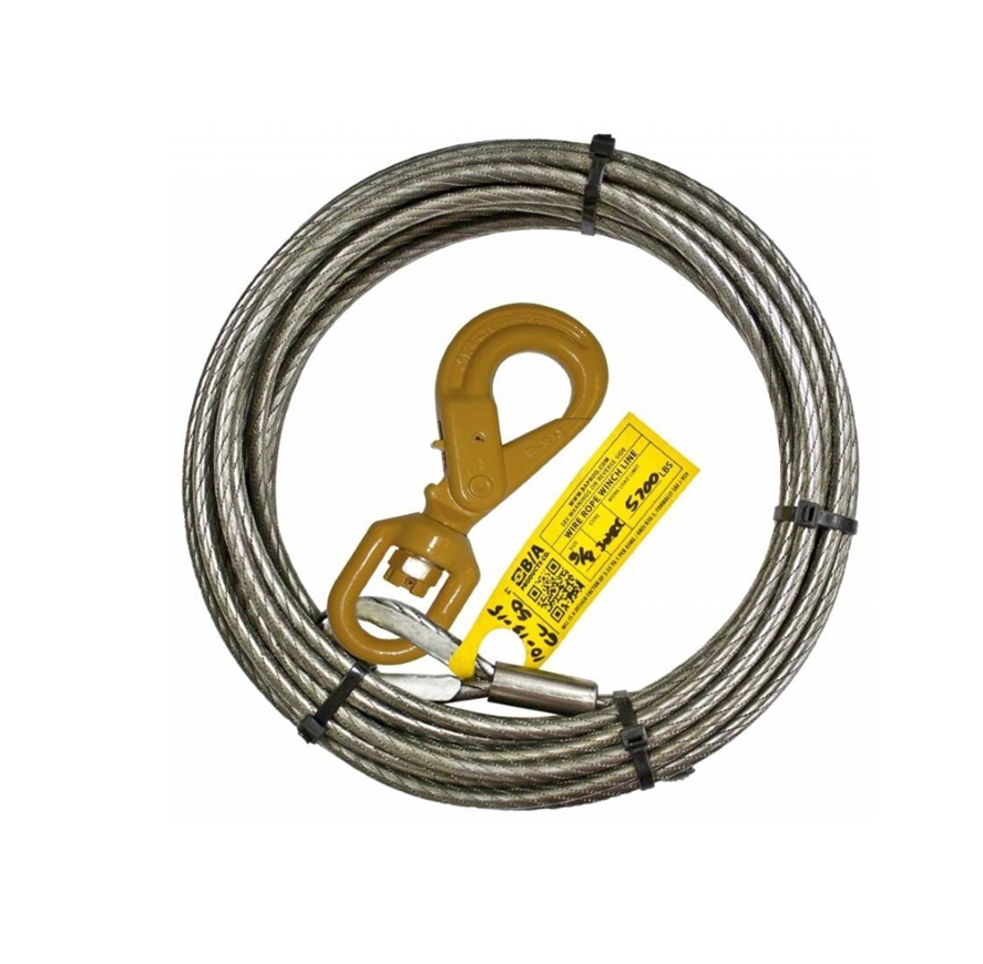 B/A 3/8" Super Swaged Winch Cable w/ Self Locking Swivel Hook
