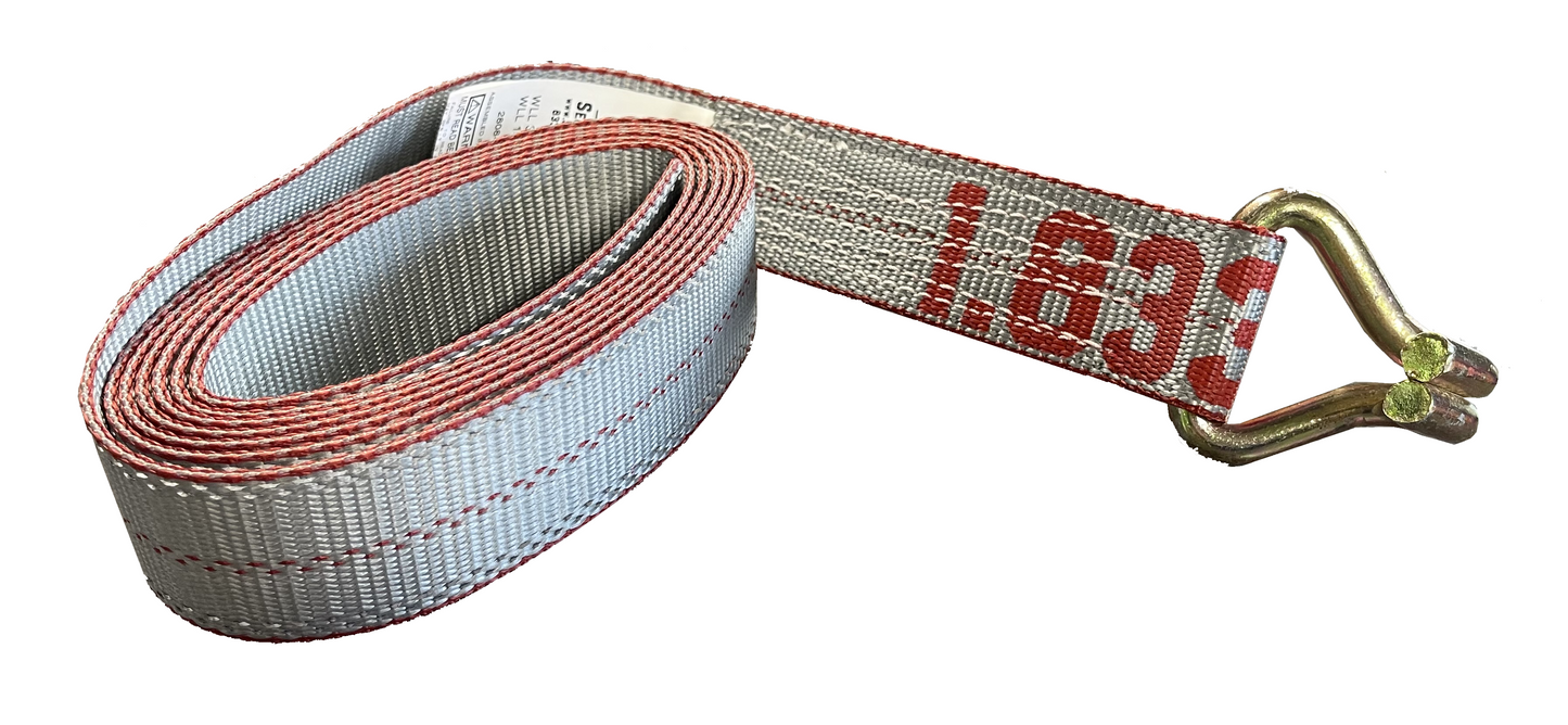 SecureTow 8' Strap w/ Wire finger Hook
